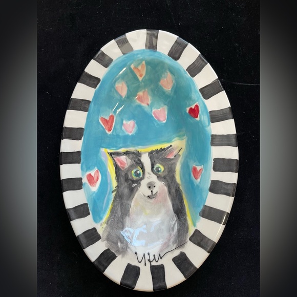 Handmade Ceramic Serving Tray Adorable Dog l11.5” ”x8” Original Design - Picture 6 of 8
